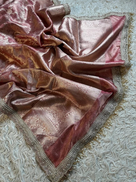 Malika Rose Gold Tissue Silk Saree