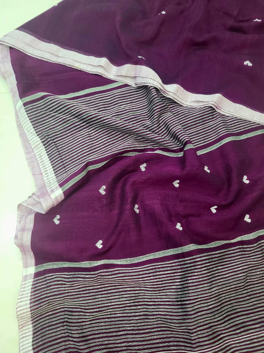 Prema Plum Pure Cotton Saree