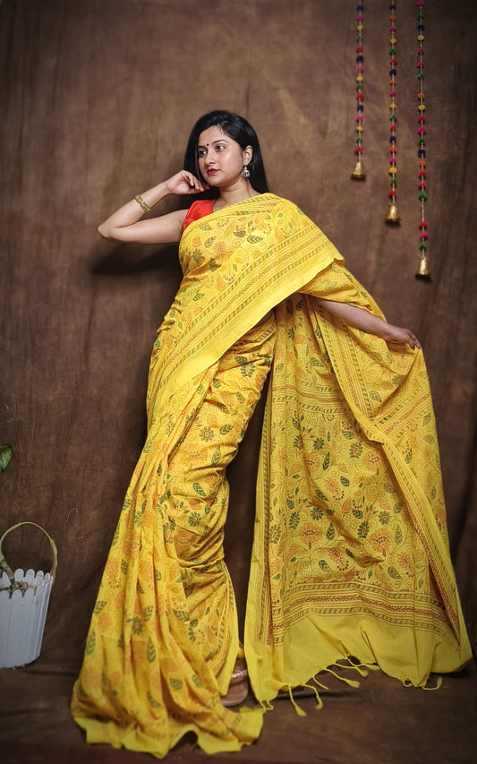 Prakriti Mustard Khadi Cotton Saree