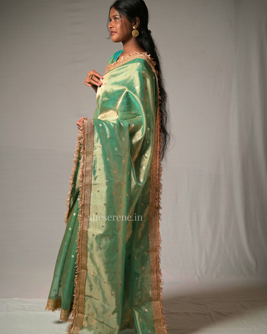Gulnaaz Green Tissue Silk Saree