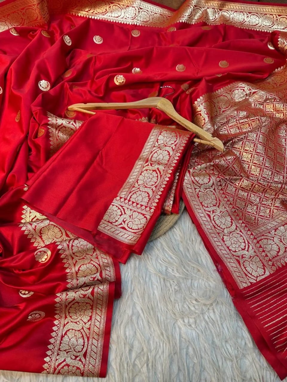 Rangrez Sonakshi Sinha inspired Red Mashru Katan Silk Saree