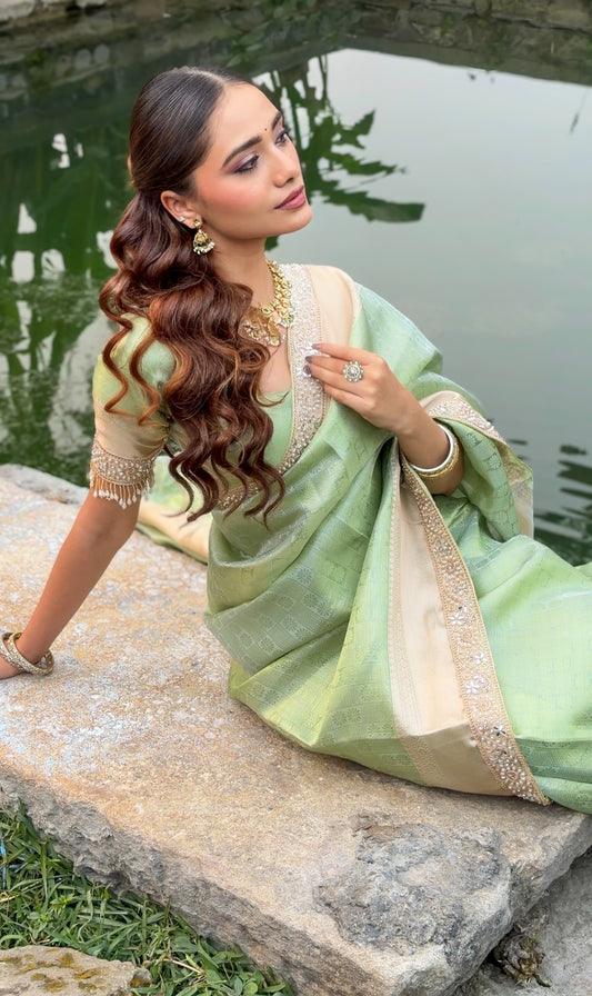Zeenat Green Tissue Silk Saree