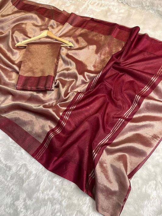 Zivaa Glass Tissue Silk Saree