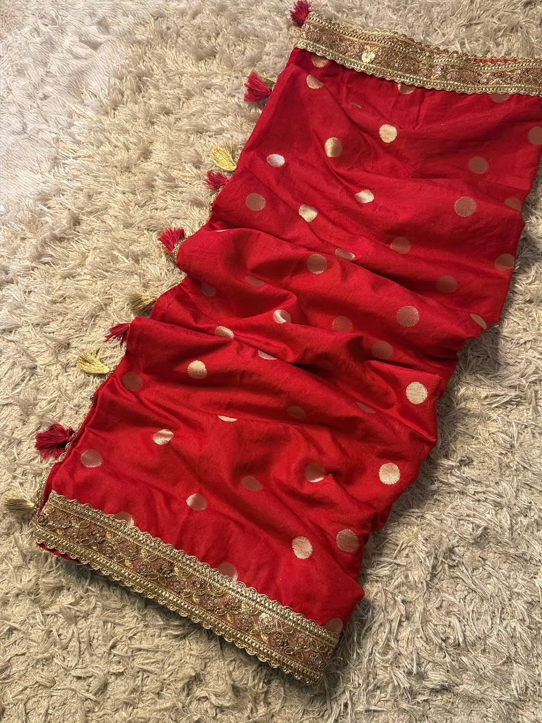 Devina Red Banarasi Soft Mango Katan Silk Saree