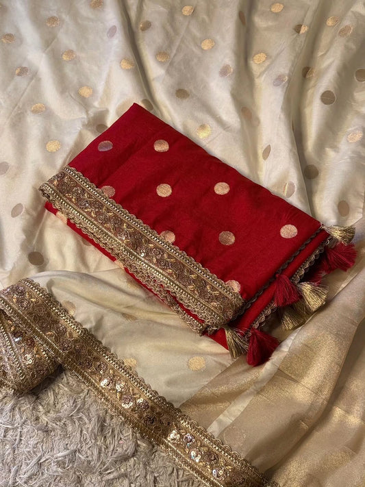 Devina Cream Banarasi Soft Mango Katan Silk Saree