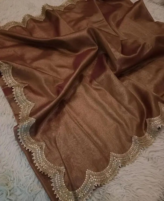 Tara Brown Tissue Silk Saree