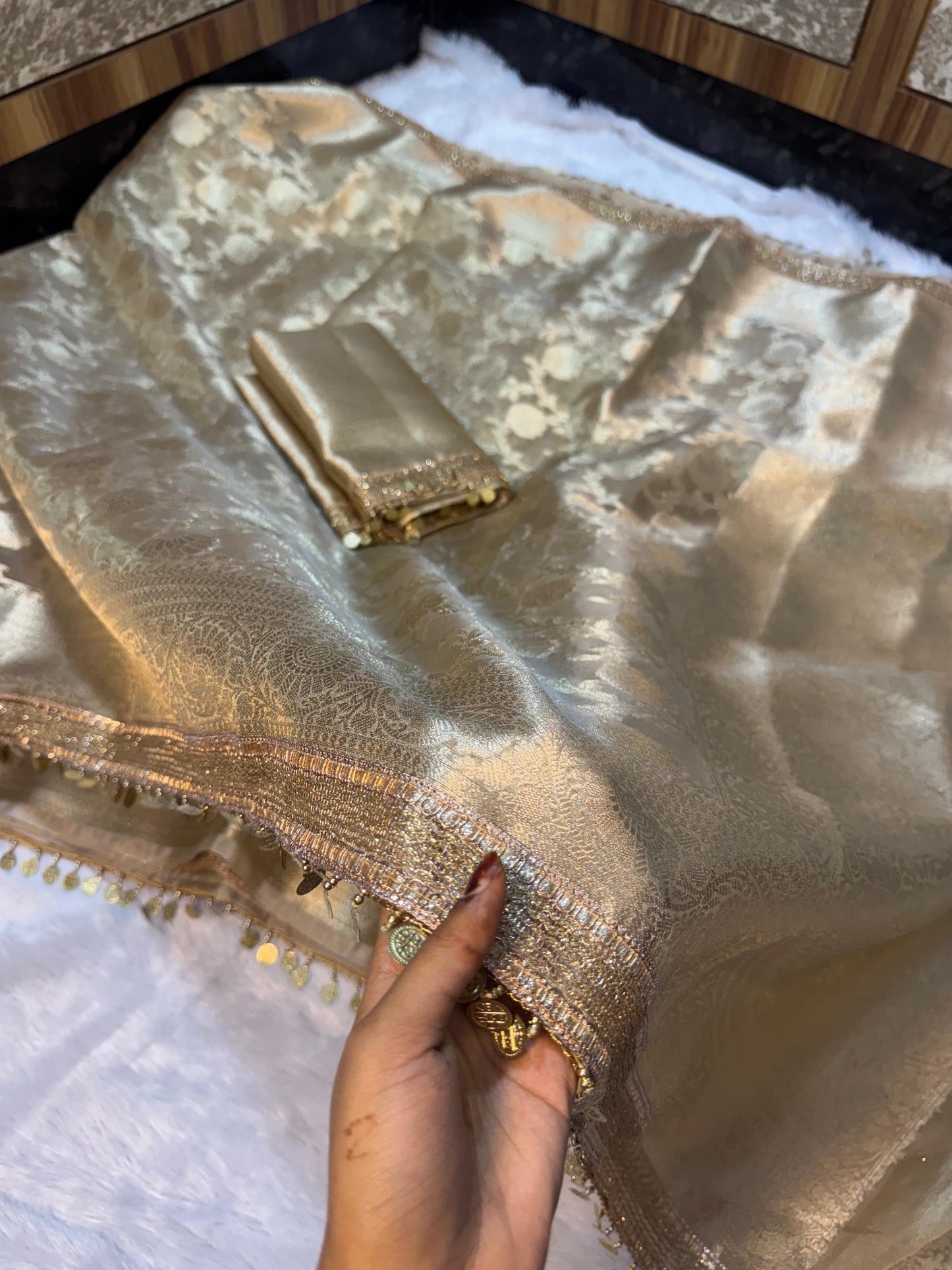 Meera Ivory Tissue Silk Saree