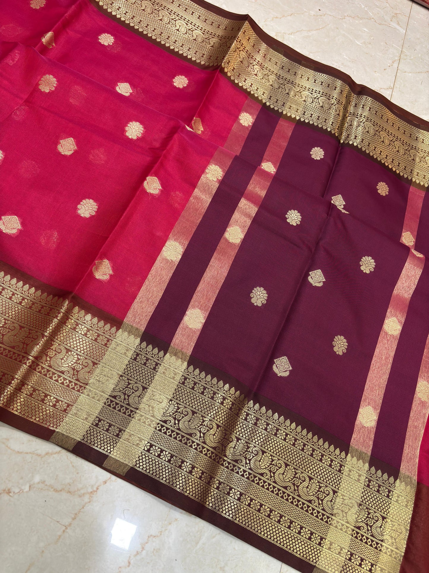 Janaki Ruby Pink Semi Katan Silk Saree