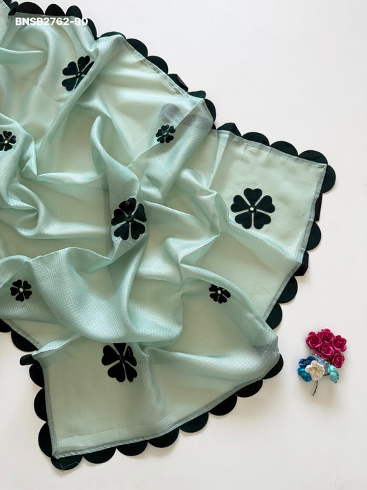 Parnika Mint Green Soft Kota Doriya Saree