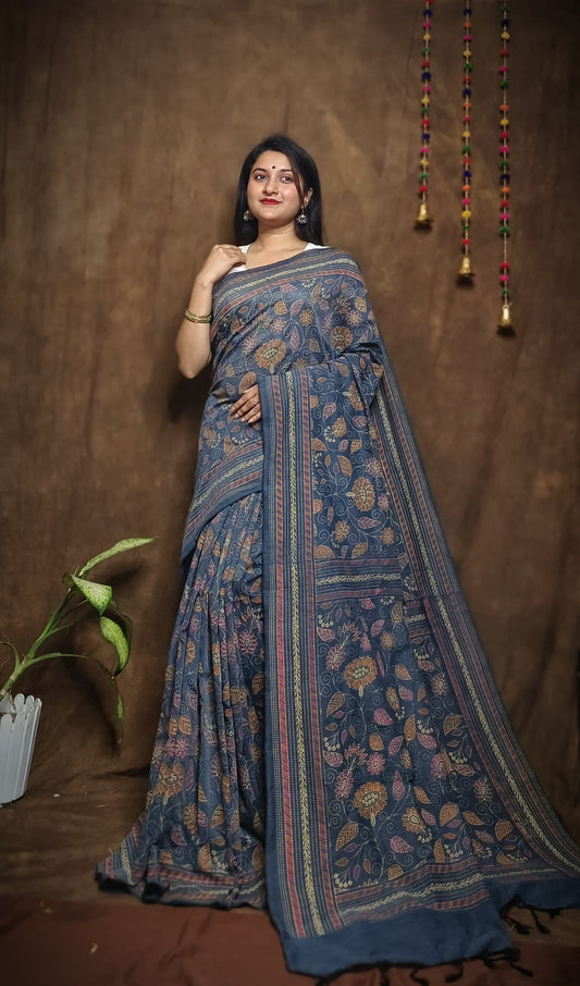 Prakriti Grey Khadi Cotton Saree