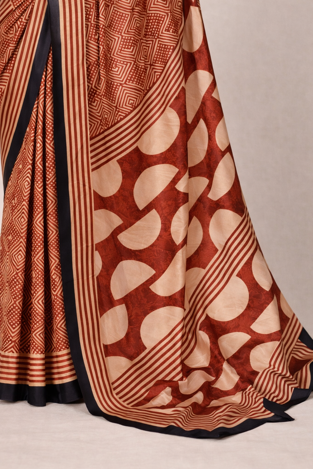 Navya Rust Brown Dull Satin Silk Saree