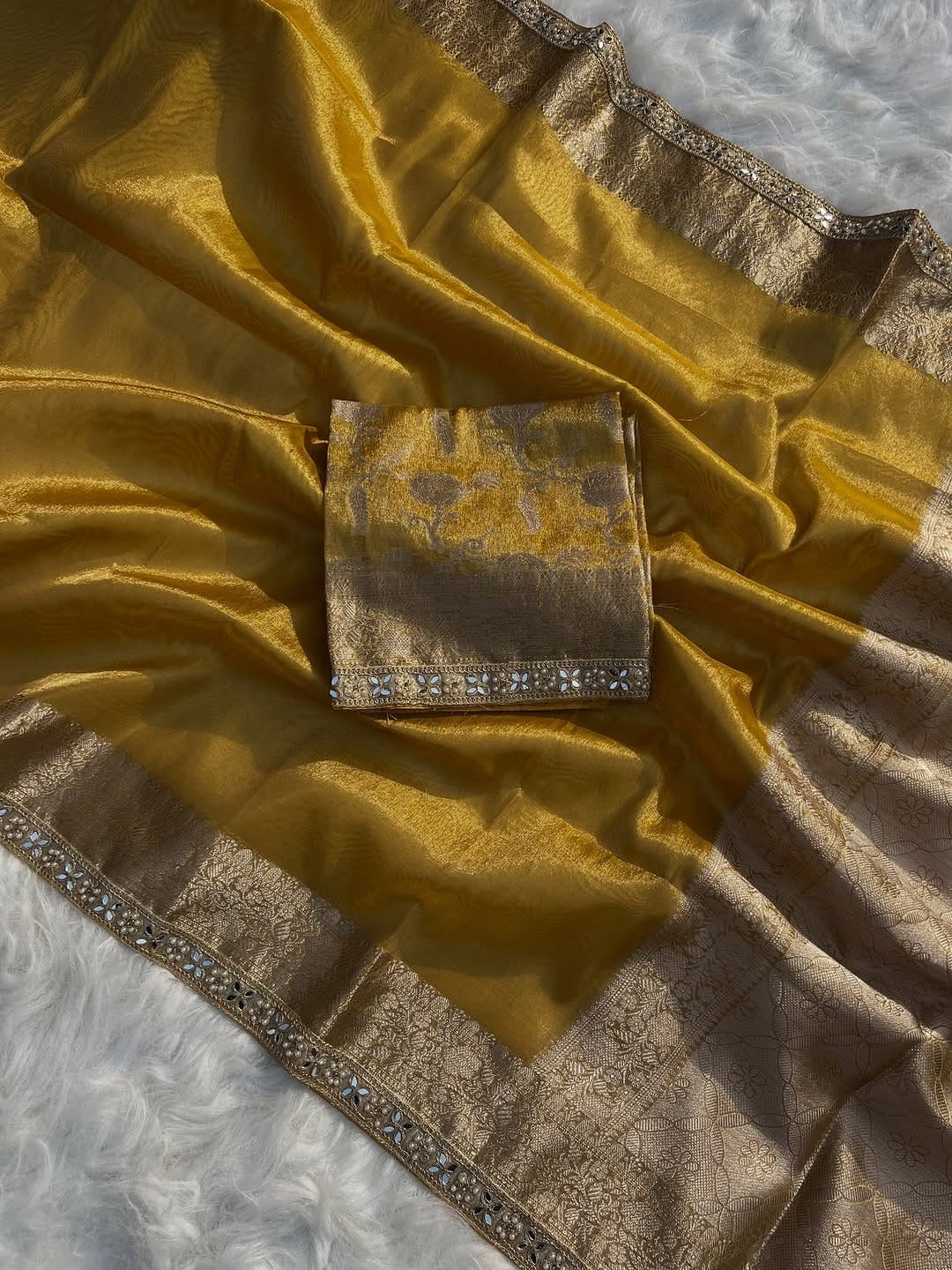 Inara Yellow Soft Tissue Silk Saree