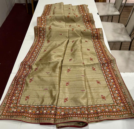 Resha Beige Tussar Saree