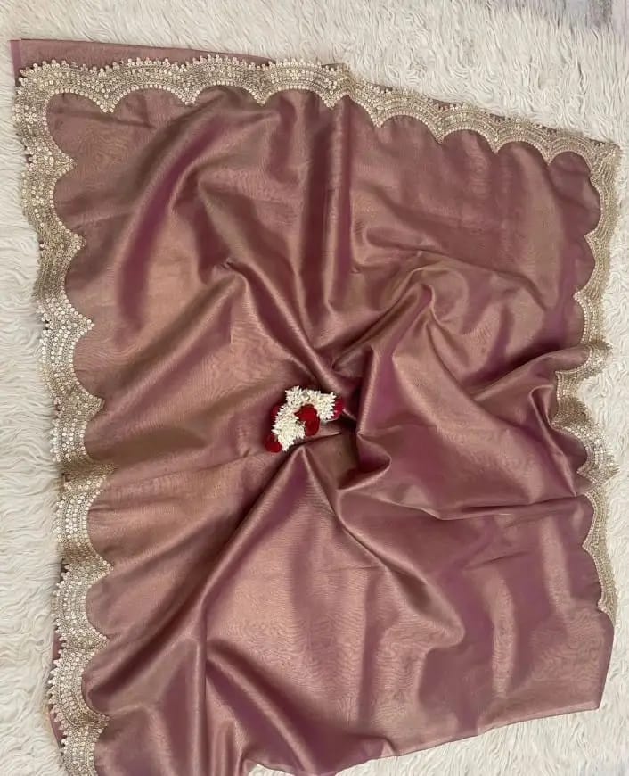 Tara Pink Tissue Silk Saree