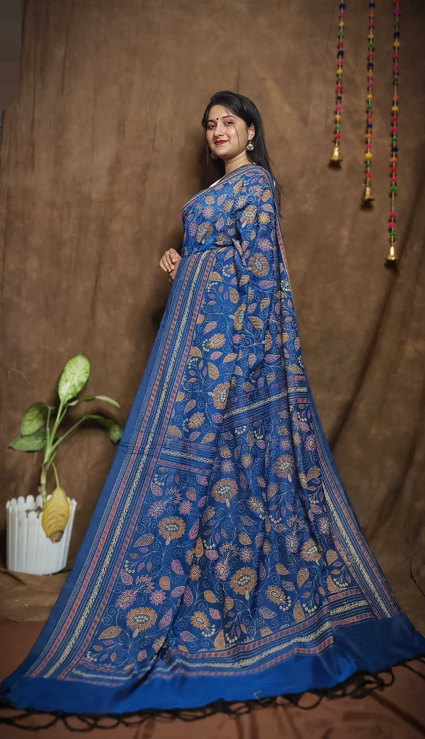 Prakriti Indigo Blue Khadi Cotton Saree
