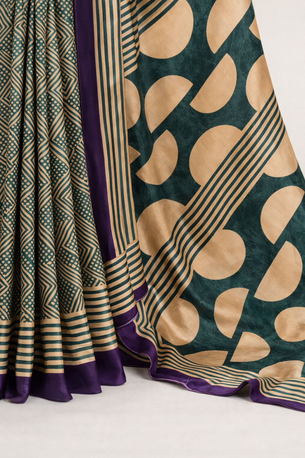 Navya Teal Green Dull Satin Silk Saree
