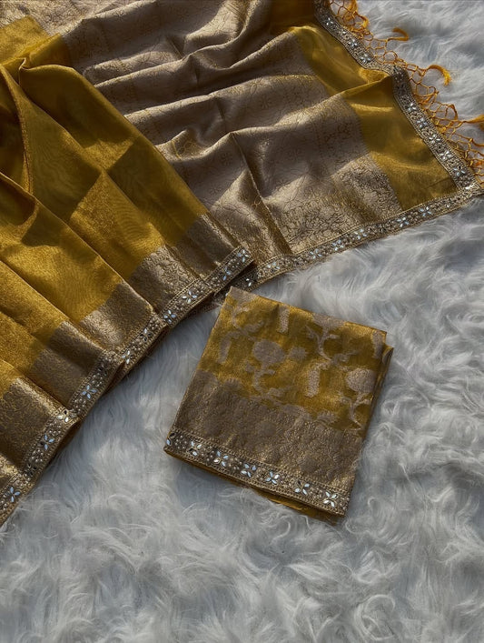 Inara Yellow Soft Tissue Silk Saree
