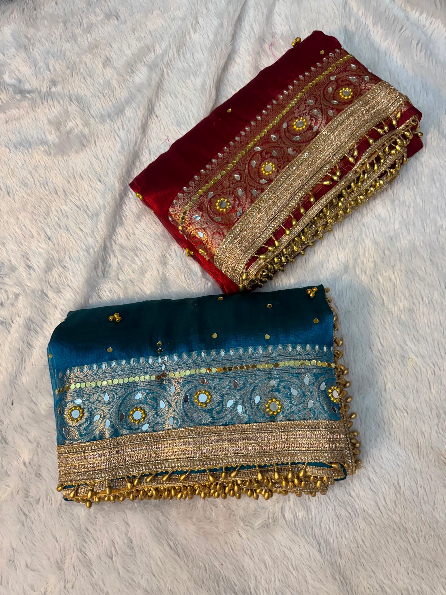 Ghungroo Blue Tissue Silk Saree