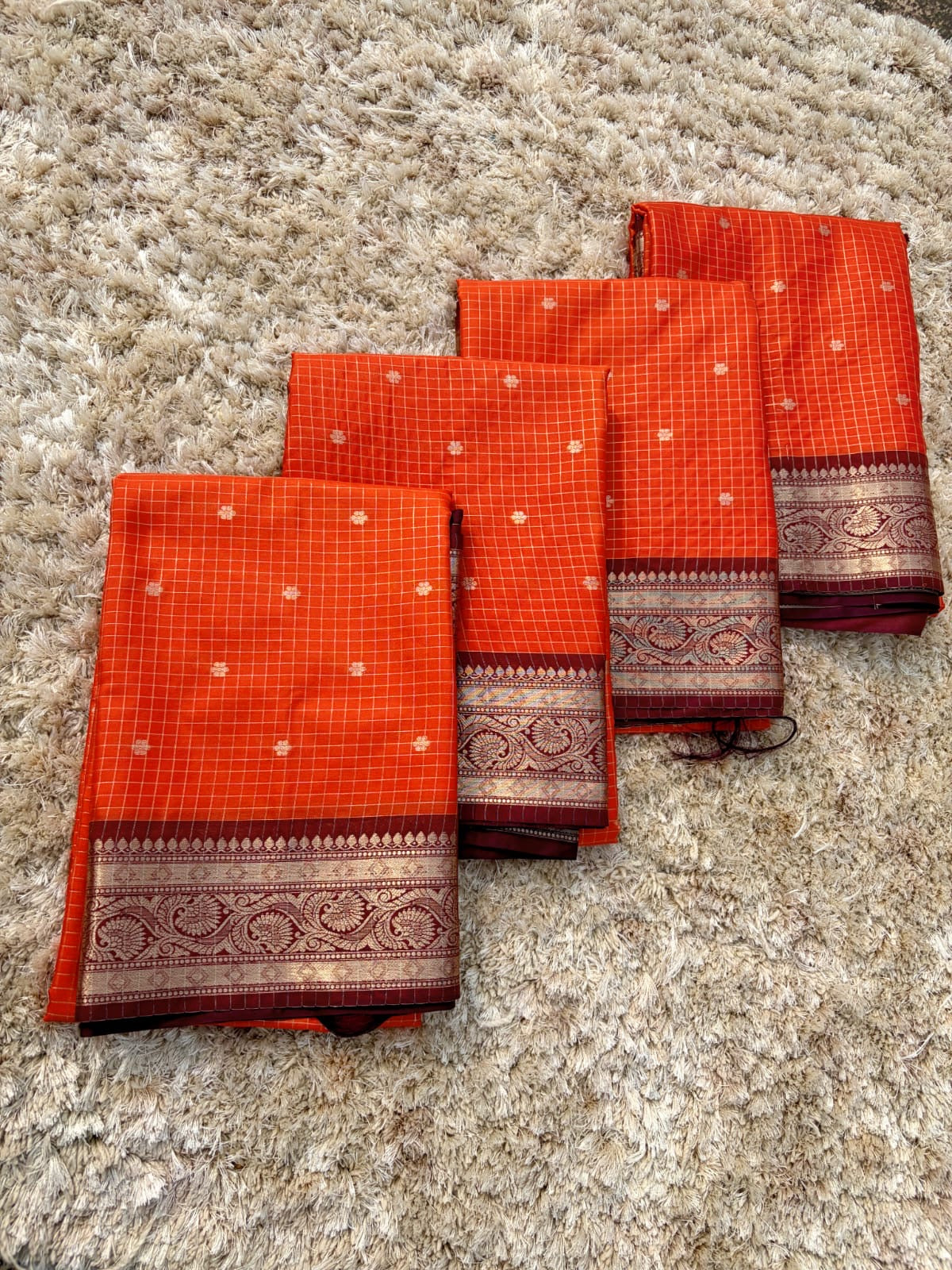 Sharada Orange Semi Gadwal Silk Saree