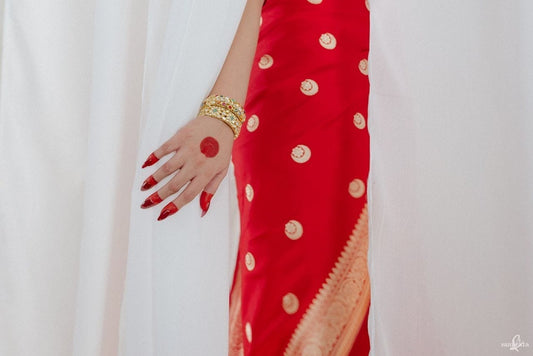 Rangrez Sonakshi Sinha inspired Red Mashru Katan Silk Saree