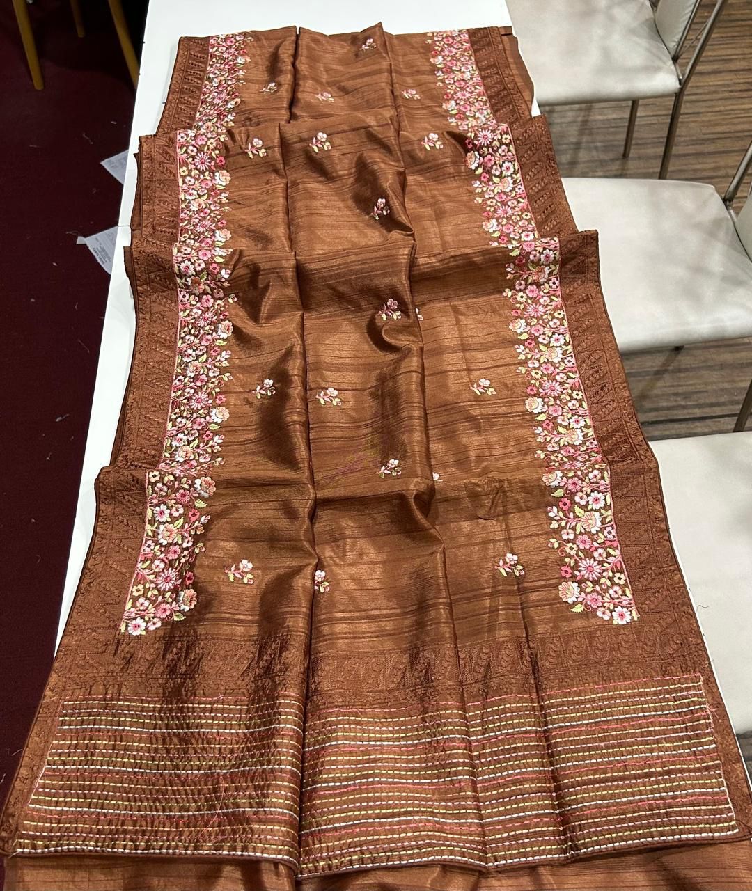 Bela Brown Tussar Saree
