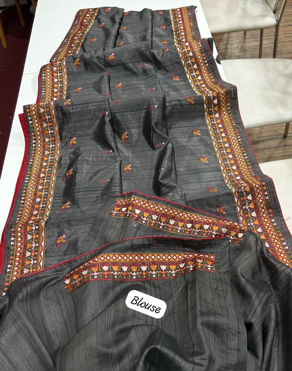 Resha Grey Tussar Saree