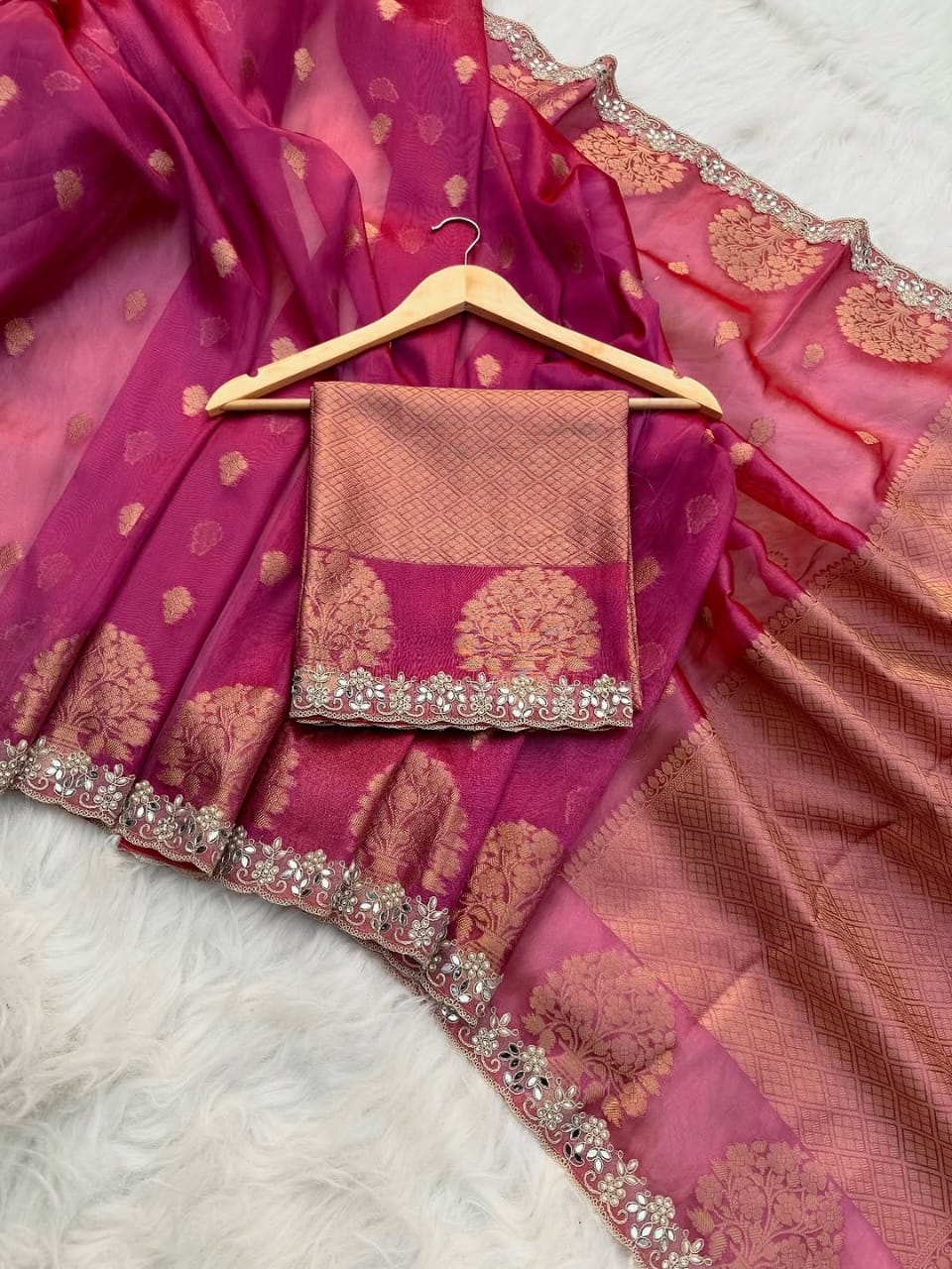 Zareen Pink Tissue Silk Saree