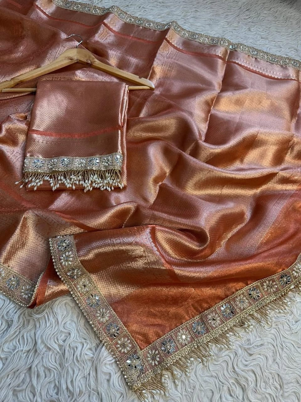 Naira Orange Tissue Silk Saree