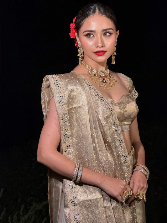 Nora Ivory Tissue Silk Saree