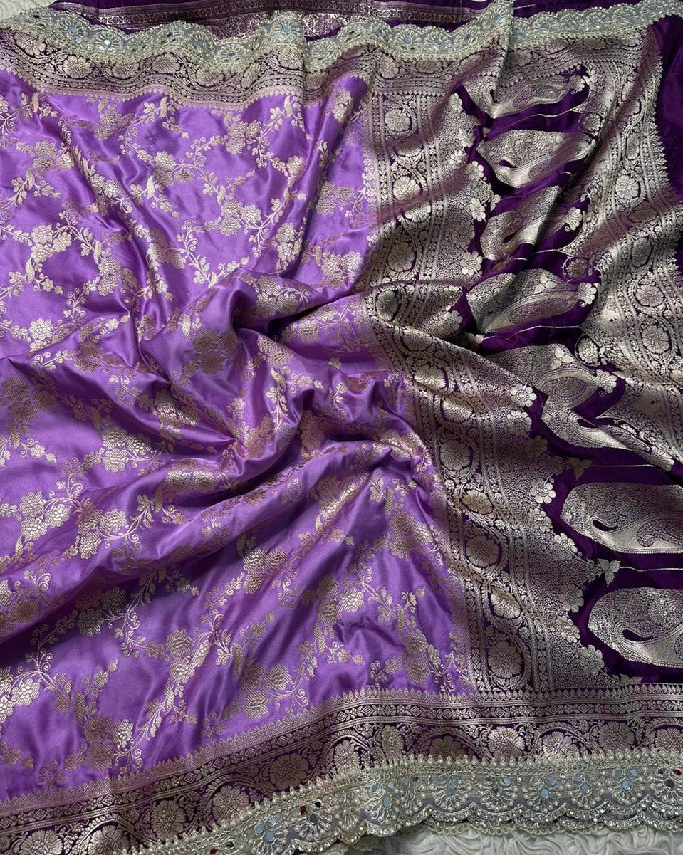 Aadhira Lavender Soft Mashru Katan Silk Saree