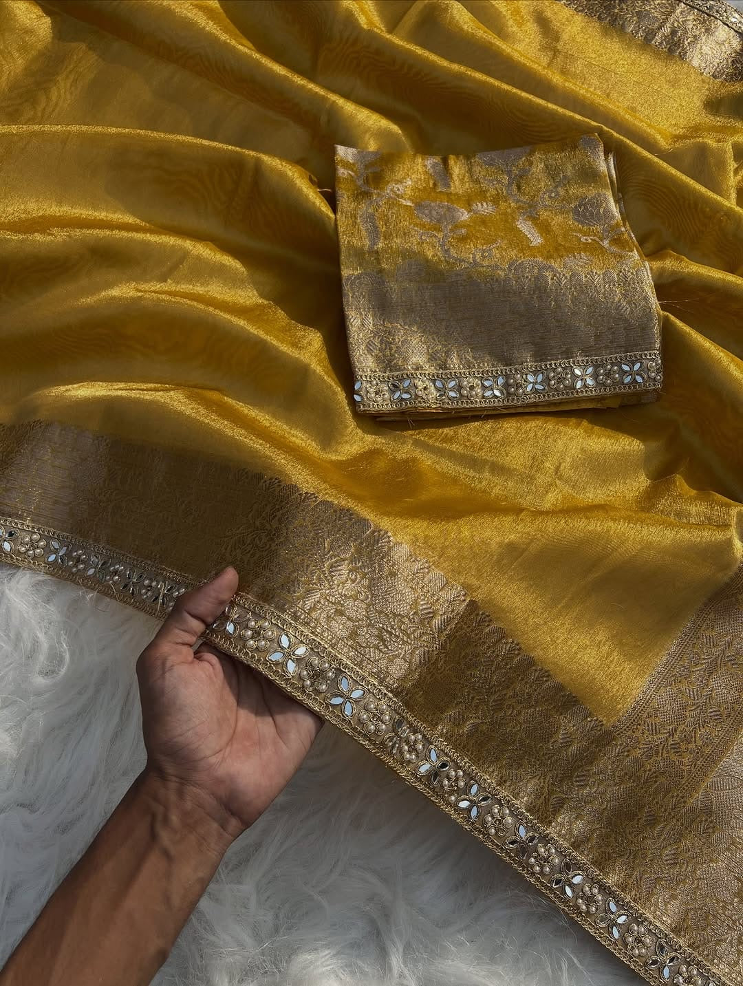 Inara Yellow Soft Tissue Silk Saree