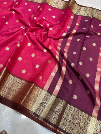 Janaki Ruby Pink Semi Katan Silk Saree