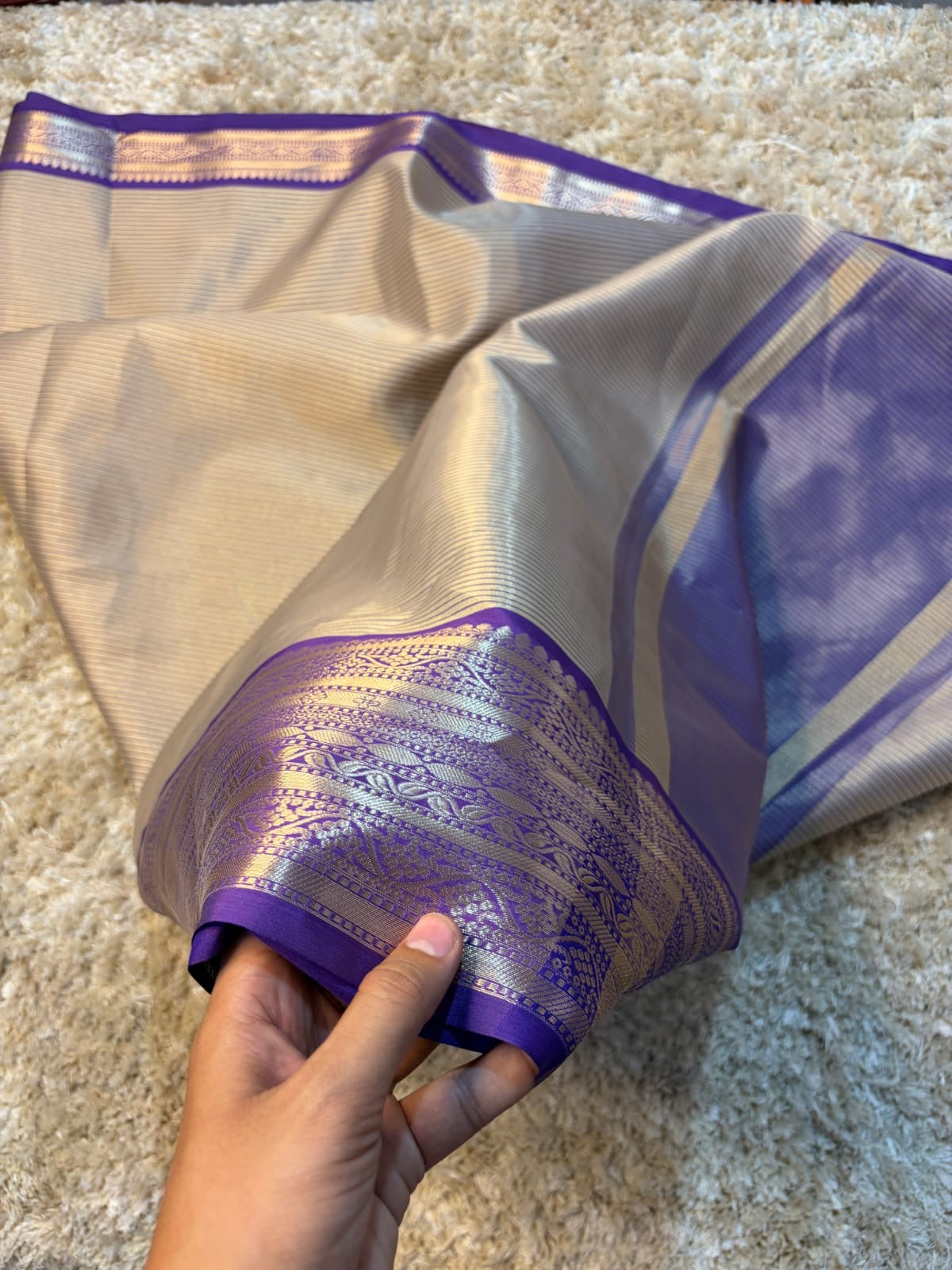 Vamika Royal Purple Mull Tissue Silk Saree