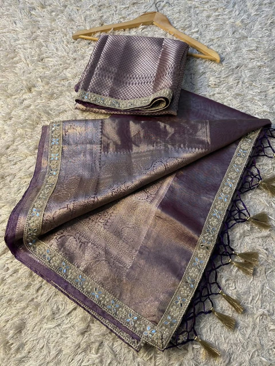 Aaria Purple Tissue Silk Saree