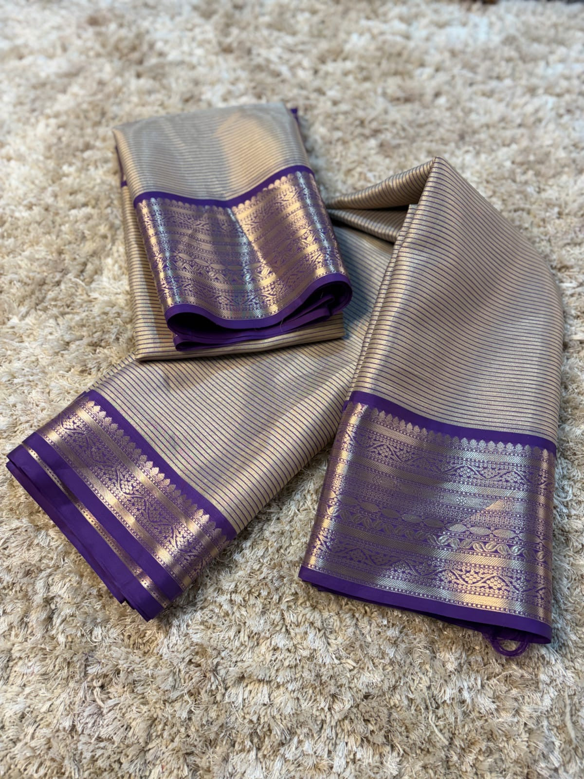 Vamika Royal Purple Mull Tissue Silk Saree