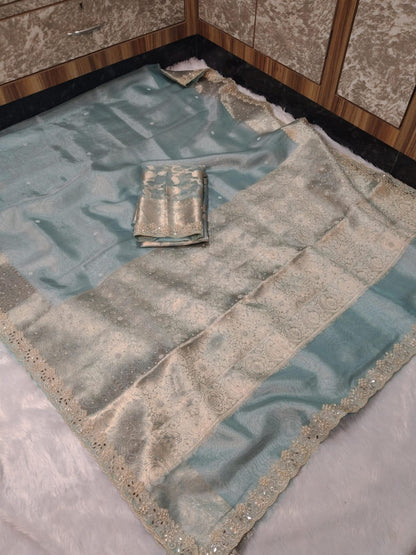 Nora Blue Tissue Silk Saree