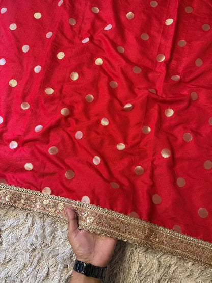 Devina Red Banarasi Soft Mango Katan Silk Saree