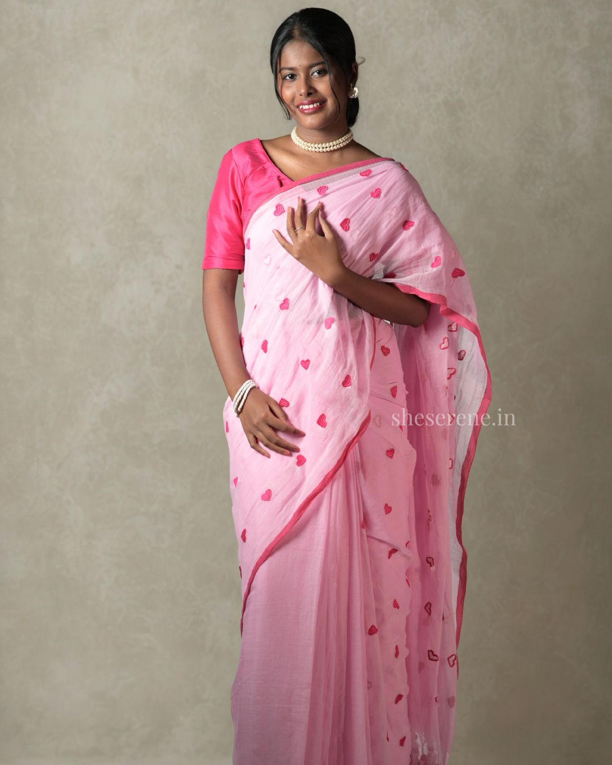 Ishq Pink Mul Cotton Saree