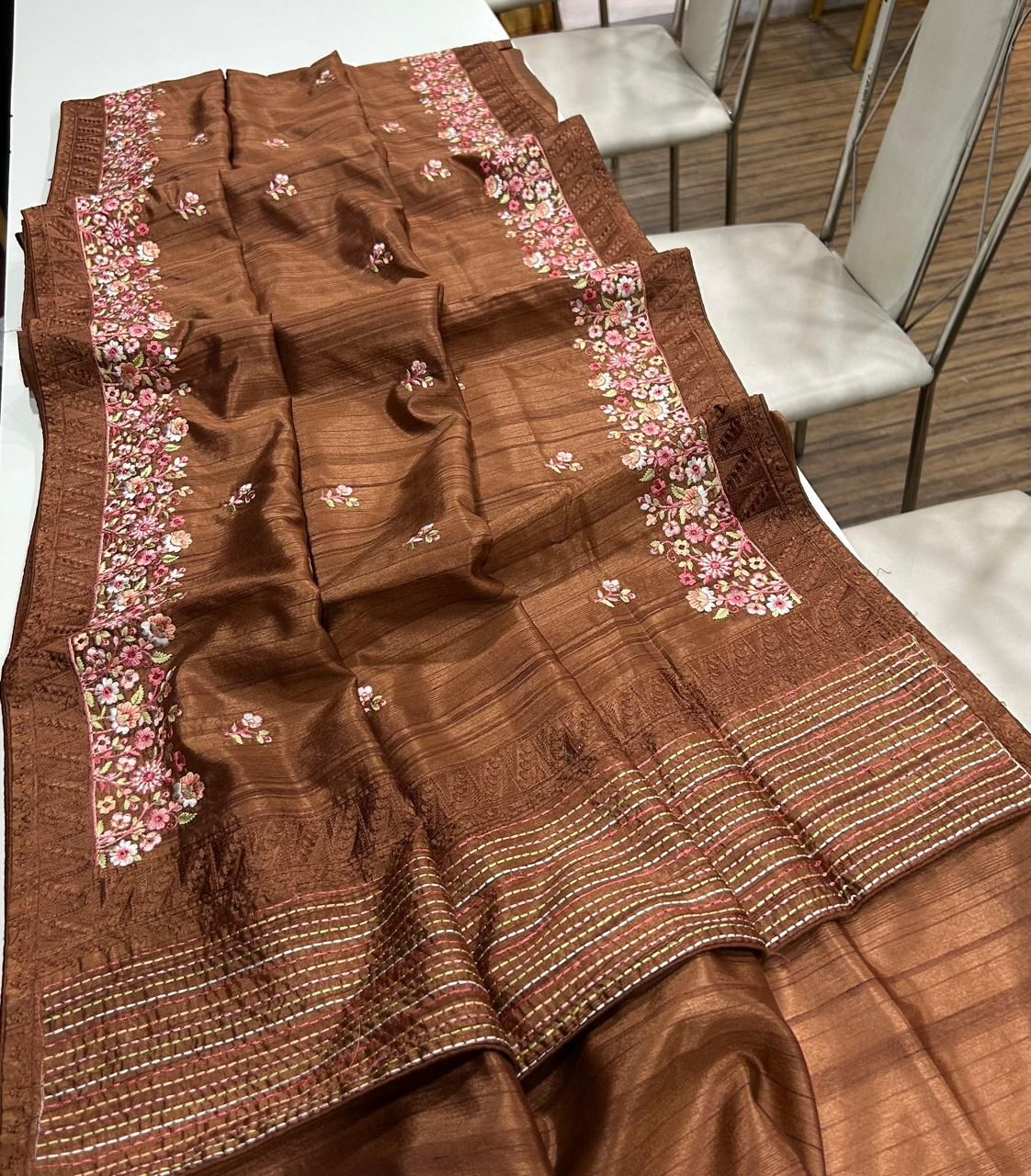 Bela Brown Tussar Saree