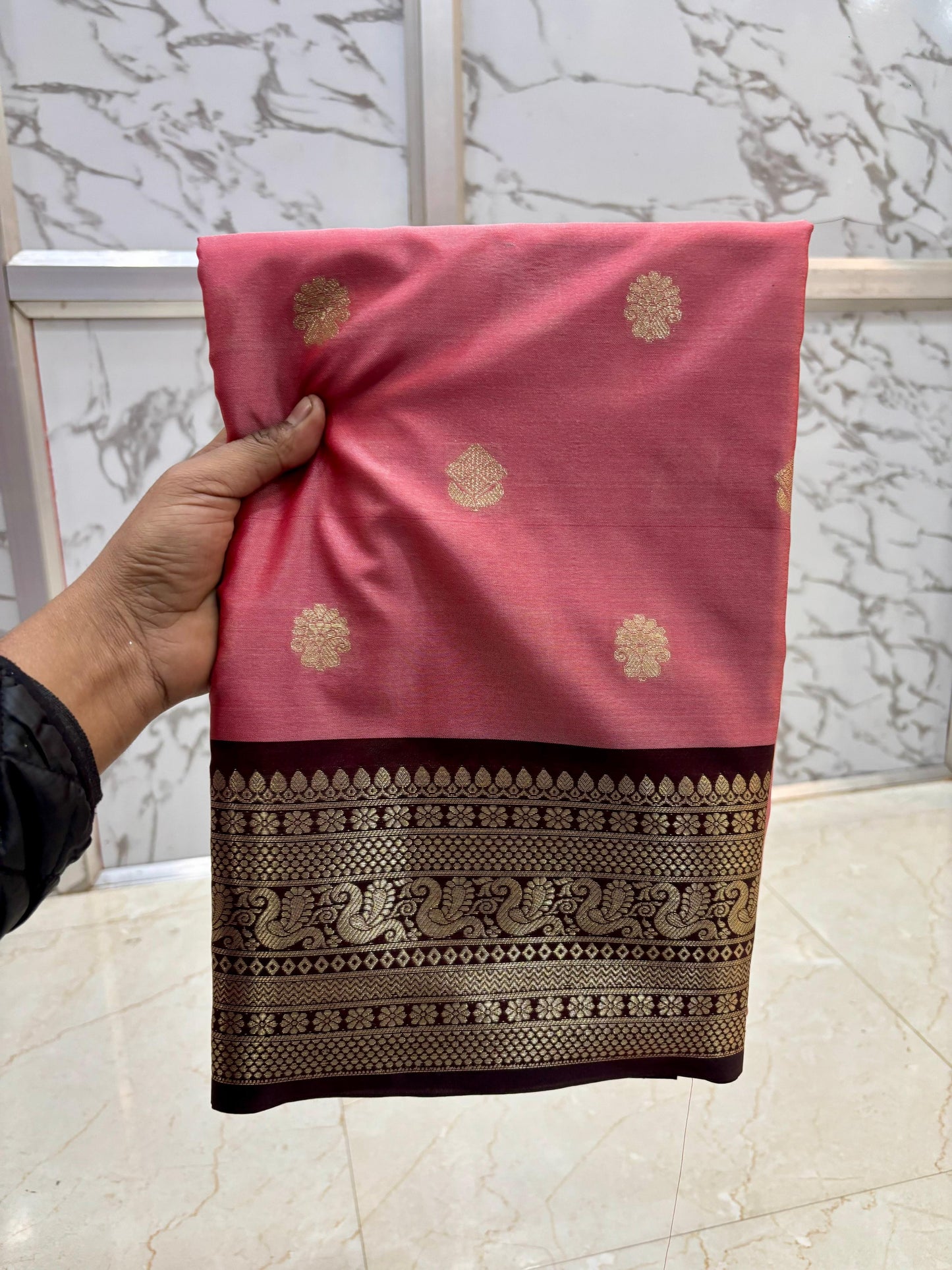 Janaki Blush Pink Semi Katan Silk Saree