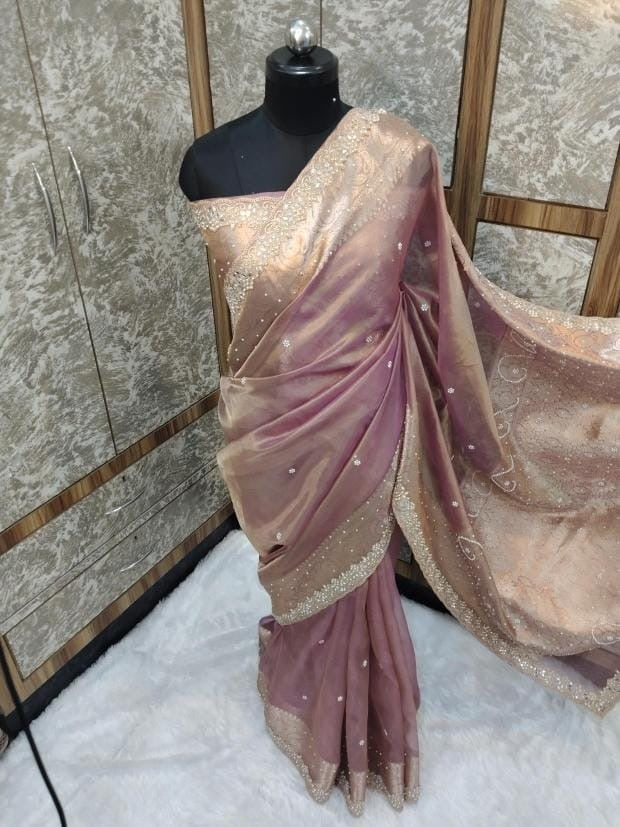 Fariha Pink Tissue Silk Saree