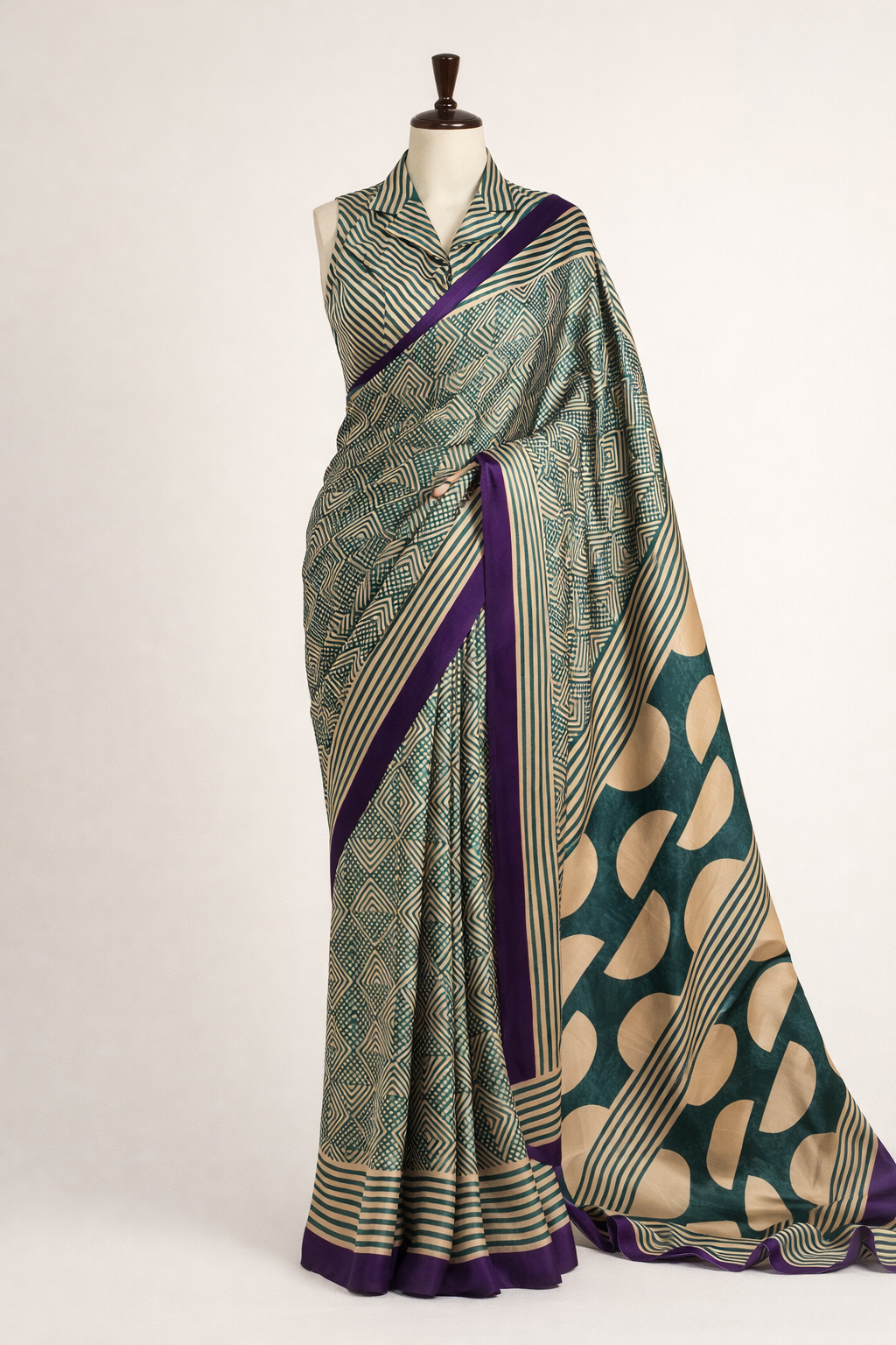 Navya Teal Green Dull Satin Silk Saree