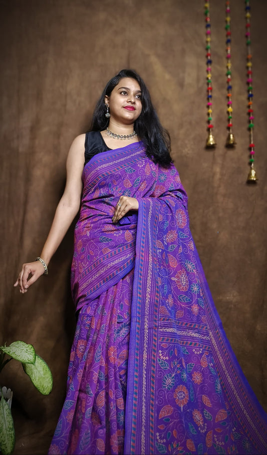 Prakriti Purple Khadi Cotton Saree