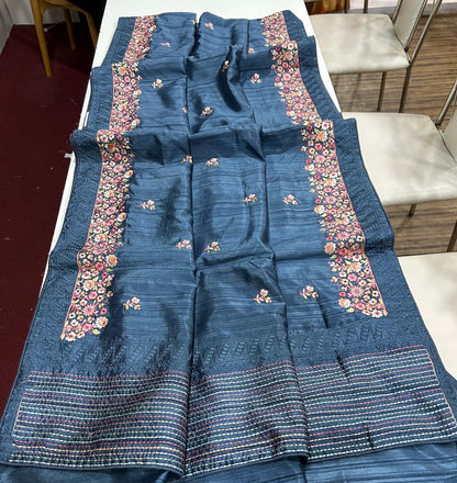 Bela Blue Tussar Saree