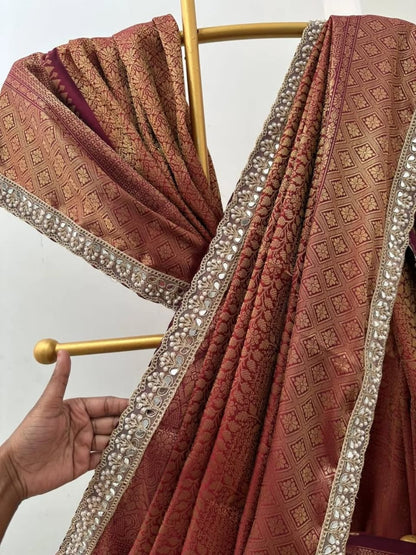 Tamira Copper Banarasi Soft Tissue Silk Saree