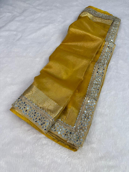 Noori Yellow Tissue Silk Saree