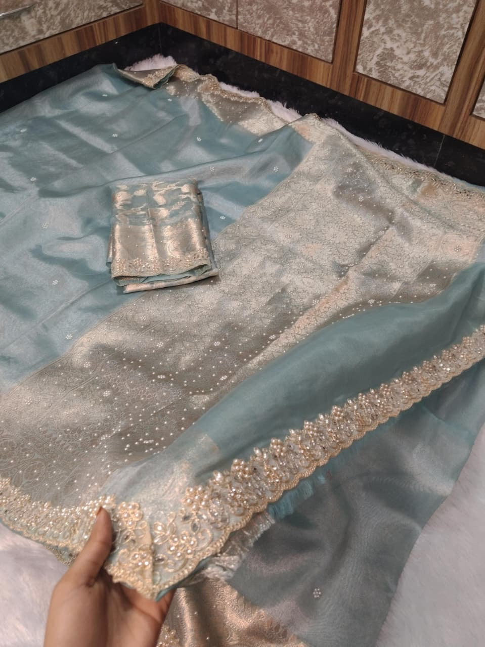 Nora Blue Tissue Silk Saree