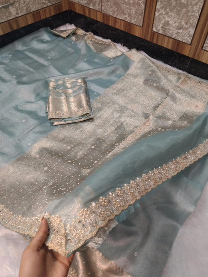 Nora Blue Tissue Silk Saree