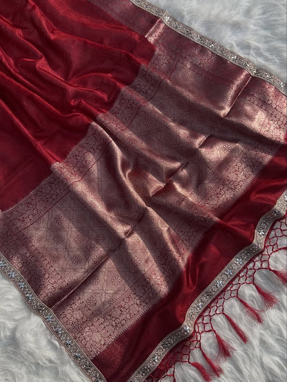 Inara Red Soft Tissue Silk Saree