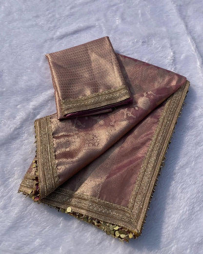 Meera Blush Pink Tissue Silk Saree